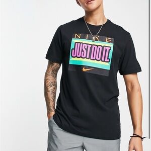 Nike Black Just Do It T-Shirt Pink Green Yellow Orange 90s Small